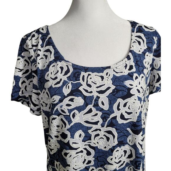 Ronni + Nicole Blue Floral Jacquard Career Dress Size 8 Modest Church Romantic - Picture 3 of 8